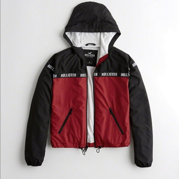 hollister red and black windbreaker Off 